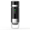Black portable espresso maker digital display.
