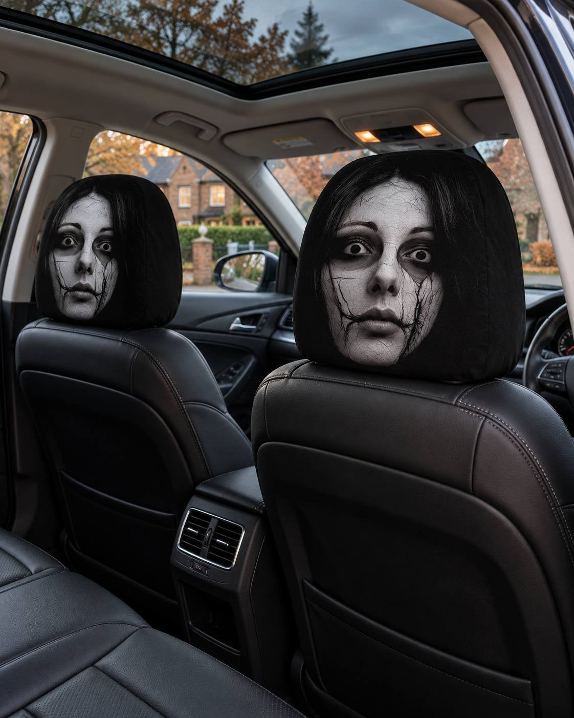 2-Pack Halloween Horror Car Headrest Covers – Creepy Ghost Designs