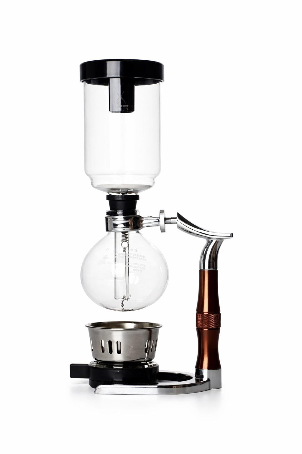 Siphon coffee apparatus on a white background
