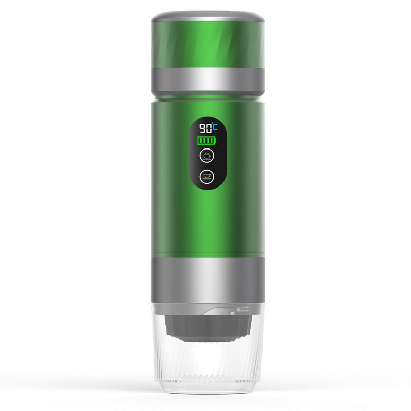 Green portable espresso machine-automatic heating travel.