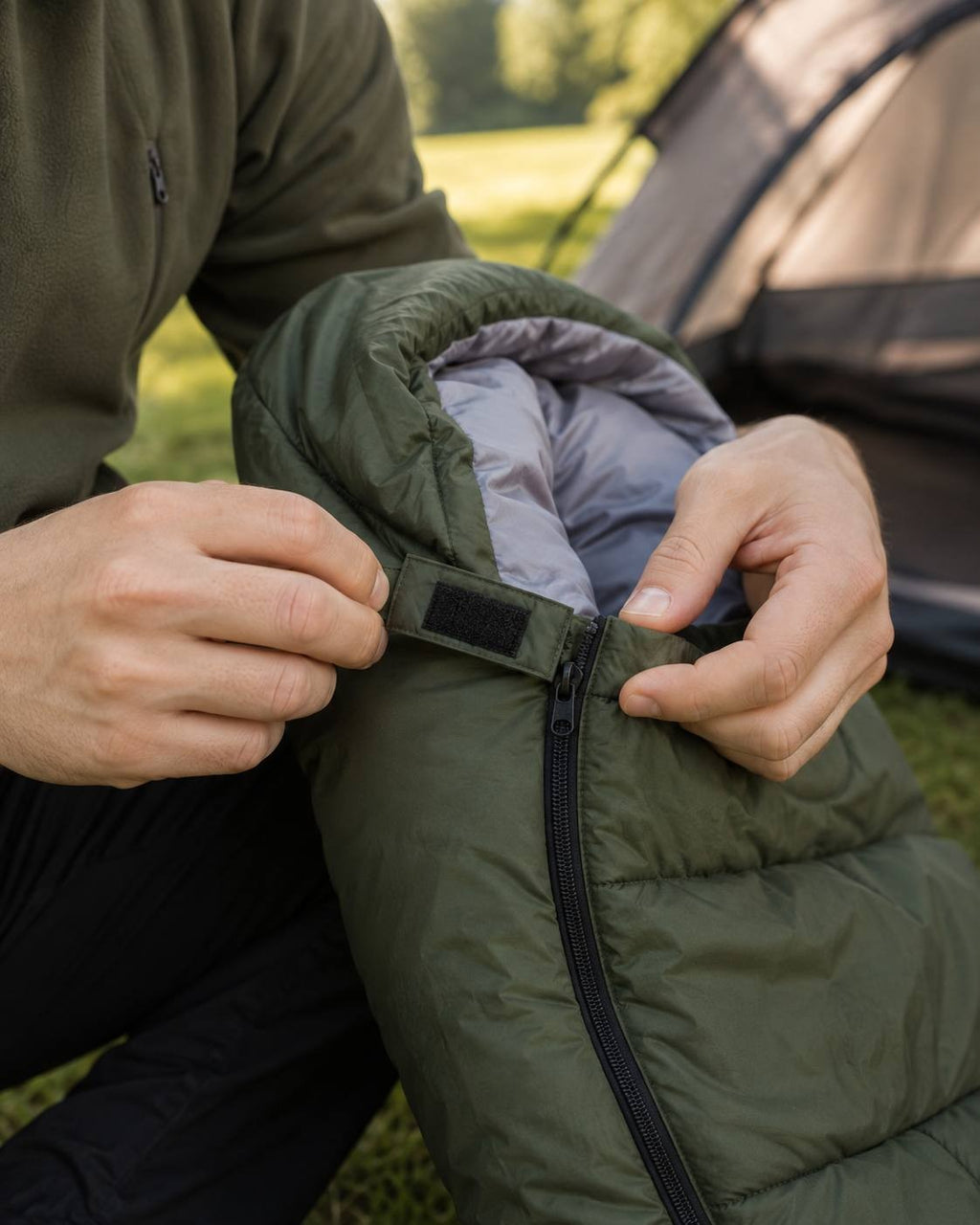 Camping Sleeping Bag – Lightweight Single Sleeping Bag with Hood & Carry Bag