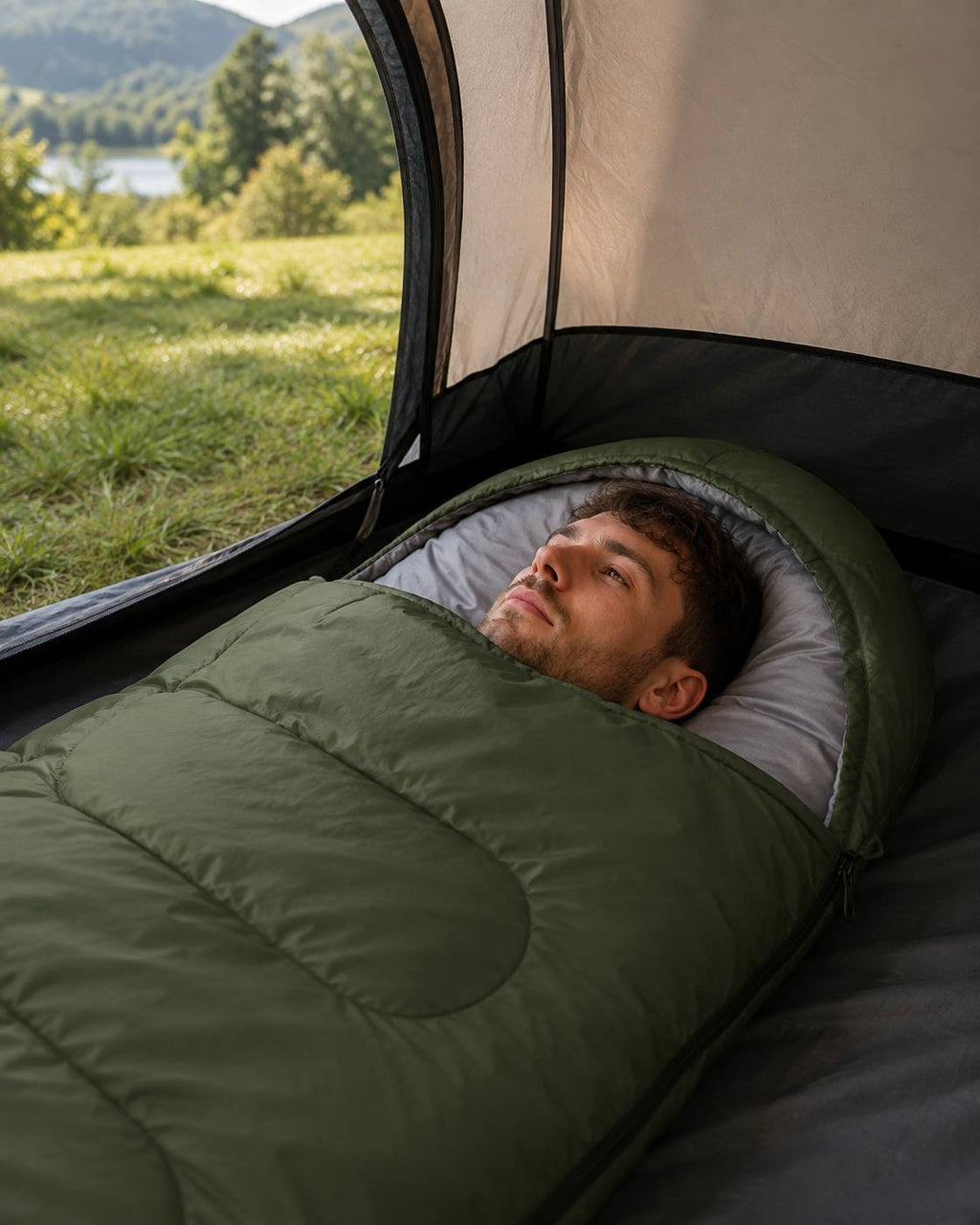 Camping Sleeping Bag – Lightweight Single Sleeping Bag with Hood & Carry Bag