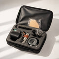 Portable 5 piece manual coffee-brewing kit travel case.