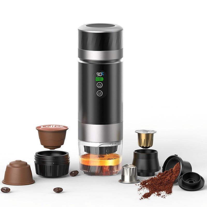 Portable espresso maker capsule ground coffee compatibilty.