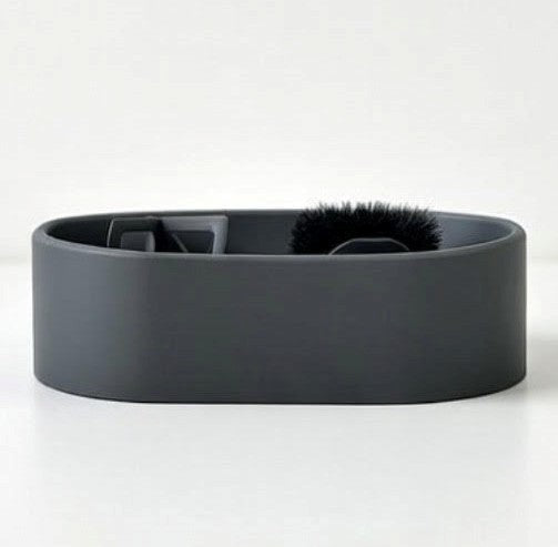 Black pet bowl on a white background