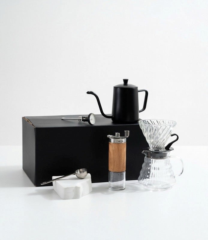 pour-over-coffee-brewing-set-with-thermometer-kettle-manual-grinder-and-glass-serve