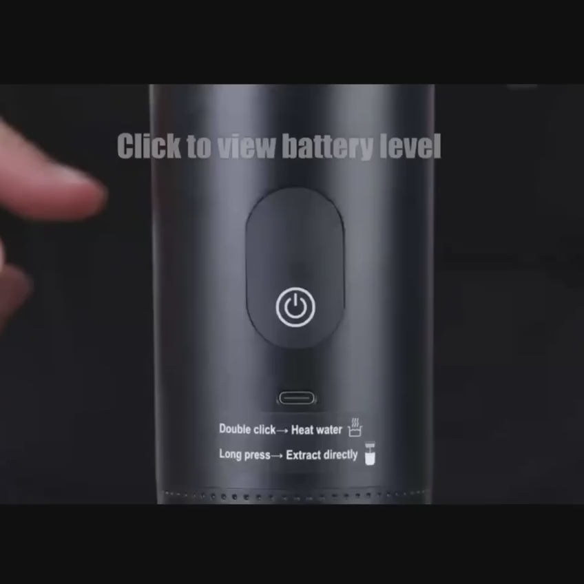 Portable coffee maker demonstrating brewing with small capsule, large capsule, and ground coffee