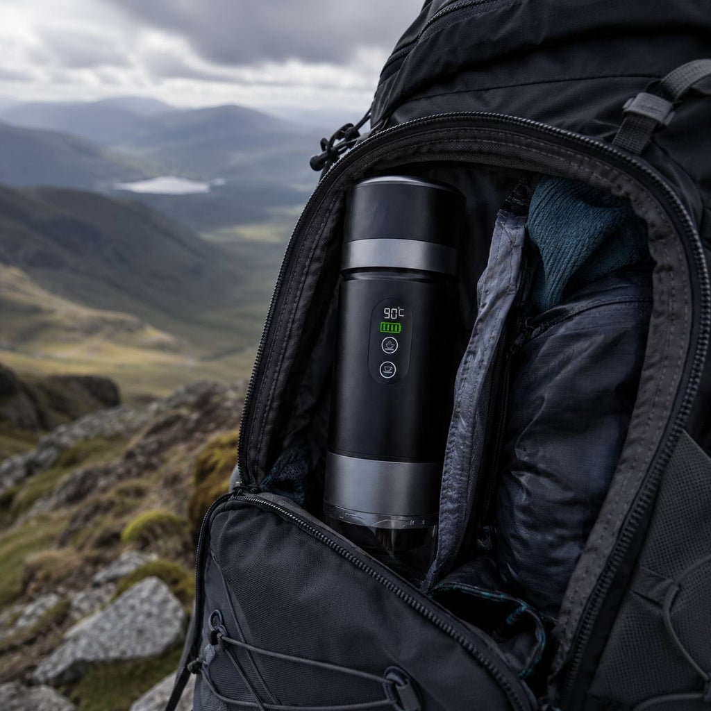Portable Espresso Machine with LED Display & Built-In Heater – Self-Heating Travel Coffee Maker