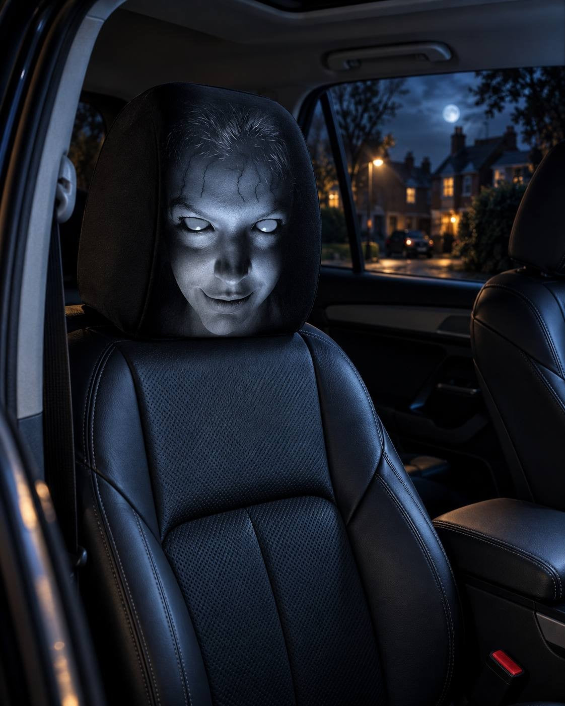 2-Pack Halloween Horror Car Headrest Covers – Creepy Ghost Designs