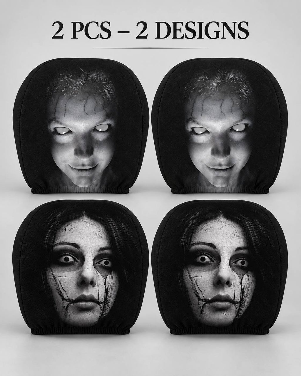 2-Pack Halloween Horror Car Headrest Covers – Creepy Ghost Designs