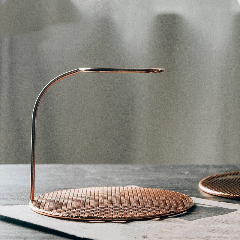 side-view-rose-gold-coffee-dripper-stand-filter-holder