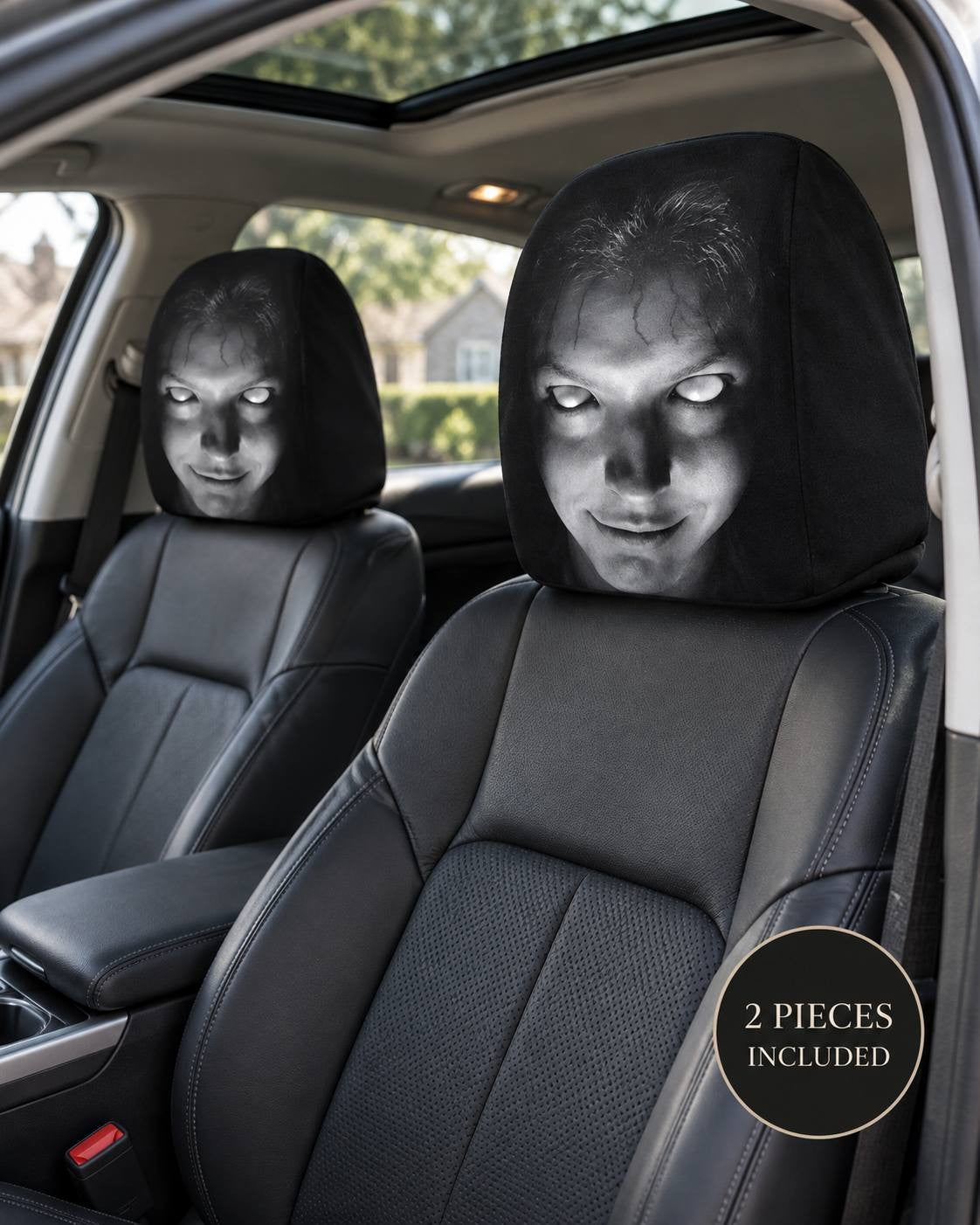 2-Pack Halloween Horror Car Headrest Covers – Creepy Ghost Designs